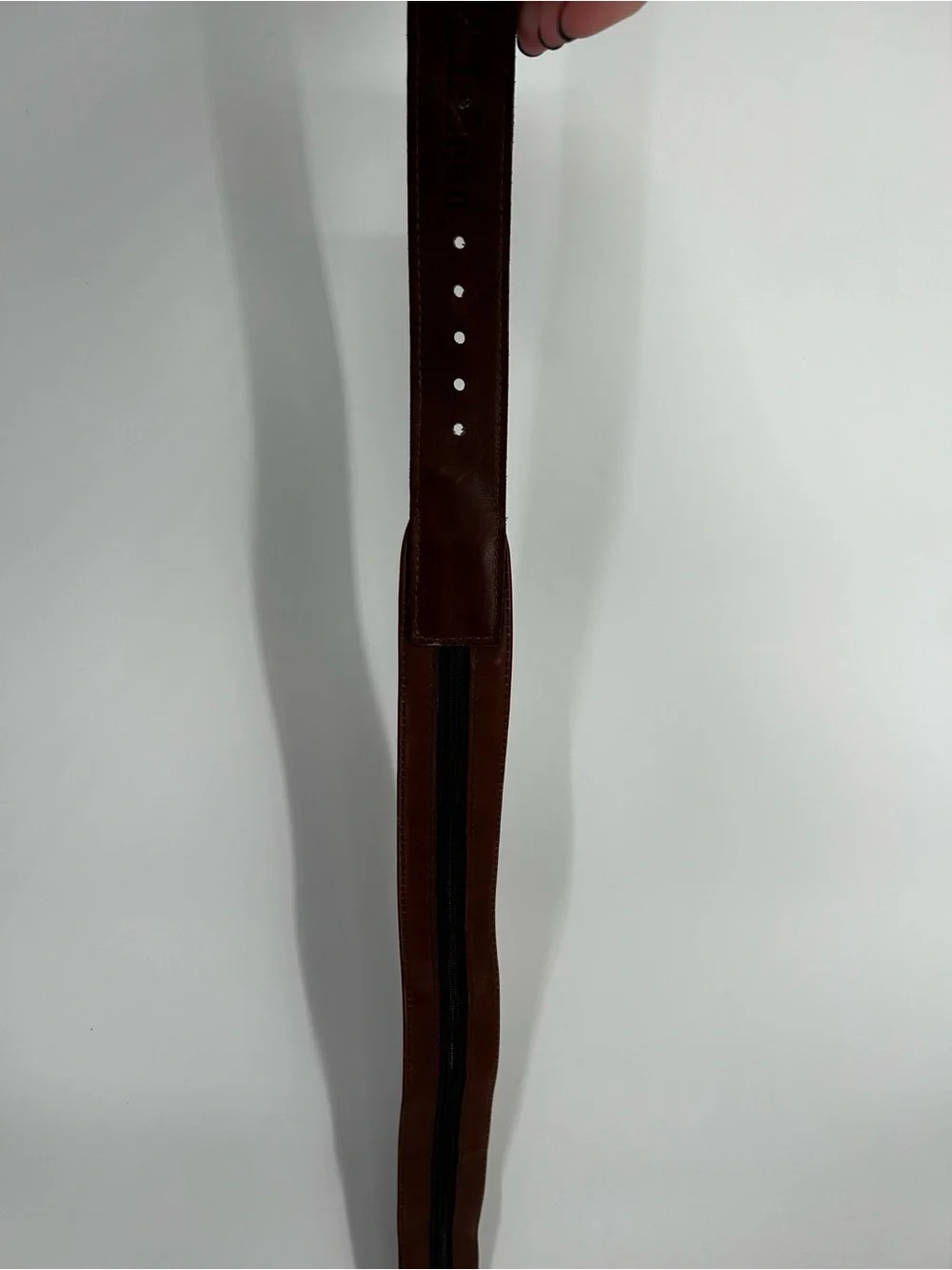 L. L. Bean Brown Leather Hidden Zipper Travel Belt Brass Buckle Men's 38in USA